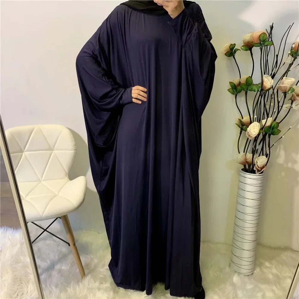 Ramadan Muslim Women Abaya Khimar Prayer Garment Batwing Sleeve Dresses Turkey Arabic Islamic Clothing Modest Robe Burqa Caftan