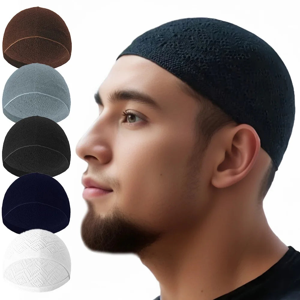 Muslim Men Prayer Hats Unisex Winter Warm Knitted Beanie Cap Islam Jewish India Caps Musulman Arab Men's Kippah Homme Hat