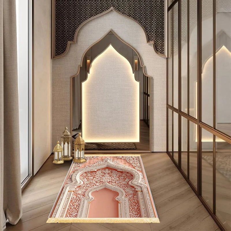 VIKAMA Muslim Prayer Rug Islamic Prayer Mat Indoor and Outdoor Foldable Prayer Mat Living Room Bedroom Carpet Home Decoration