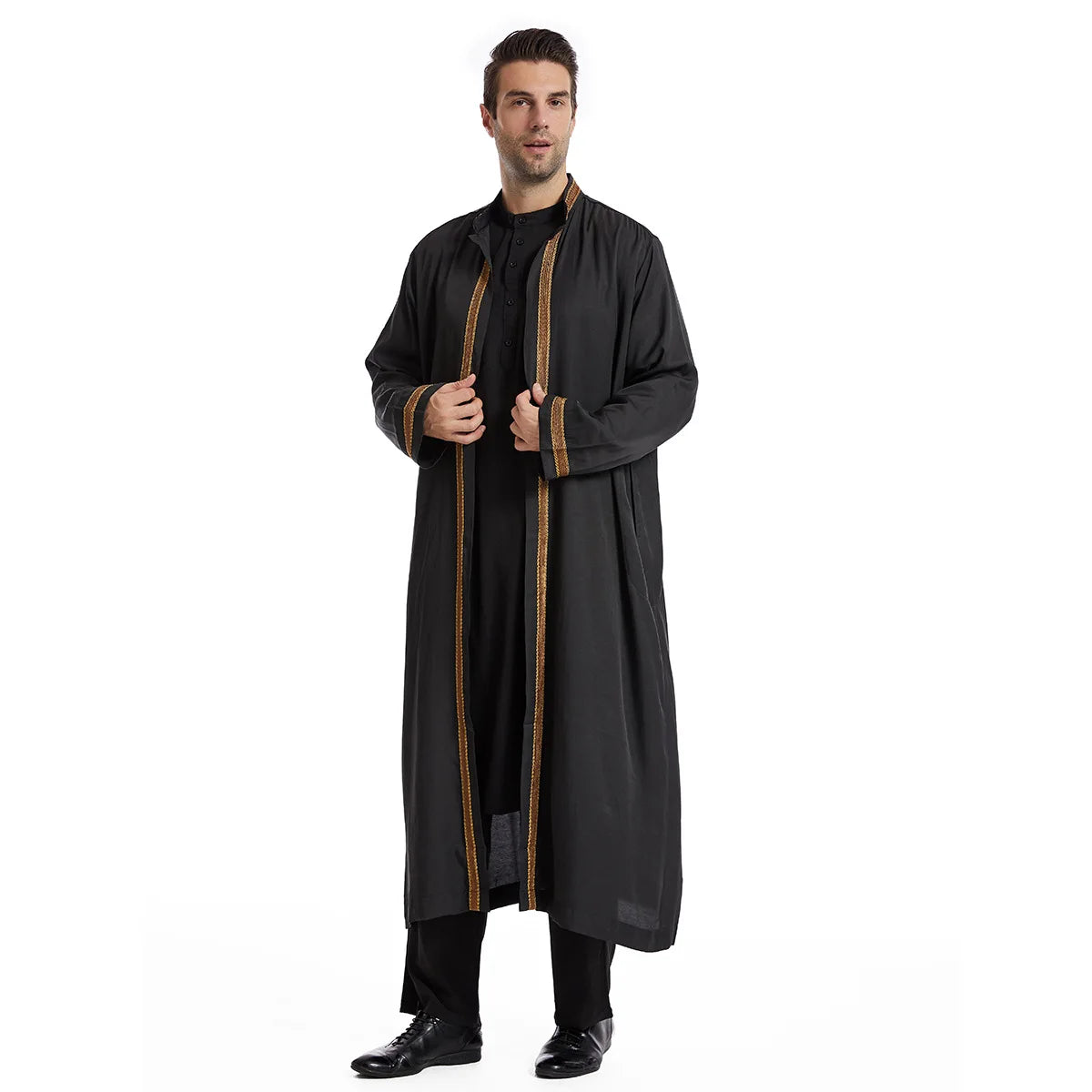 Islam Men's Jubba Thobe Kimono Cardigan Muslim Dress Arabic Robe Djellaba Eid Ramadan Saudi Dubai Turkey Morocco Kaftan Gown