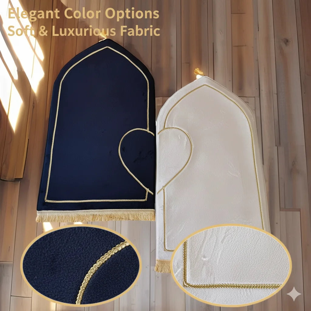 2pcs Couple Prayer Mat Flannel Worship Tassels Kneels Embroidery Embossing Floor Carpets Non-slip Soft Prayer Rug Ramadan Gift