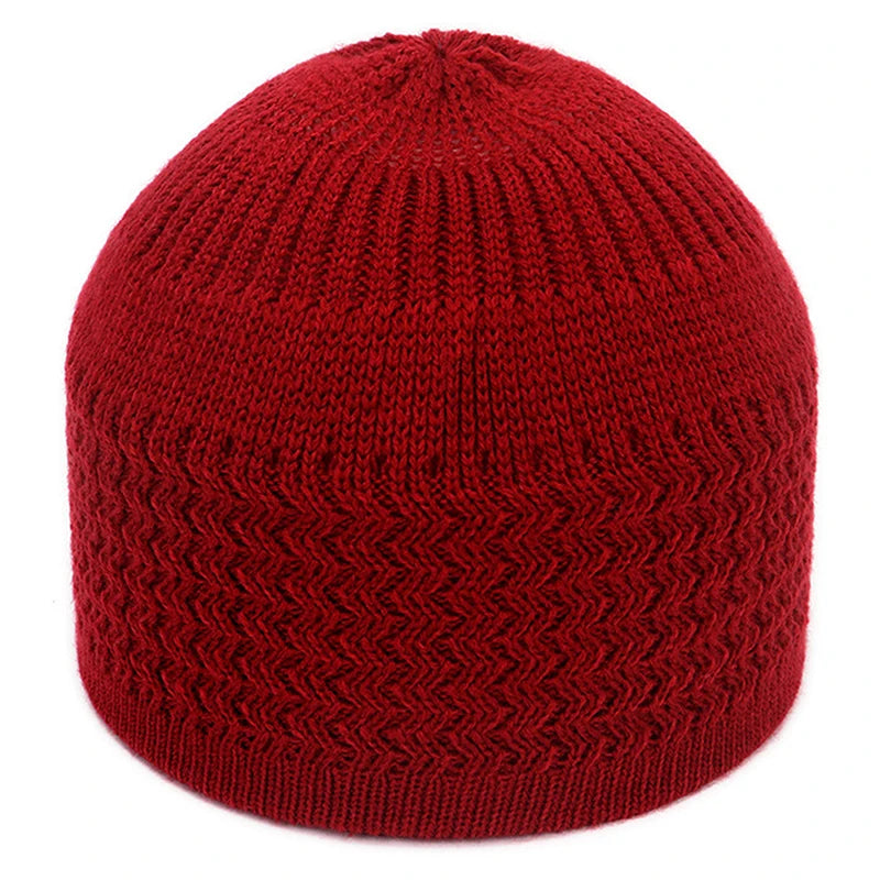 Winter Knitted Muslim Men Prayer Hats Unisex Beanies Cap Warm Islamic Ramadan Jewish Kippah Homme Hat Men's Wrap Head Caps