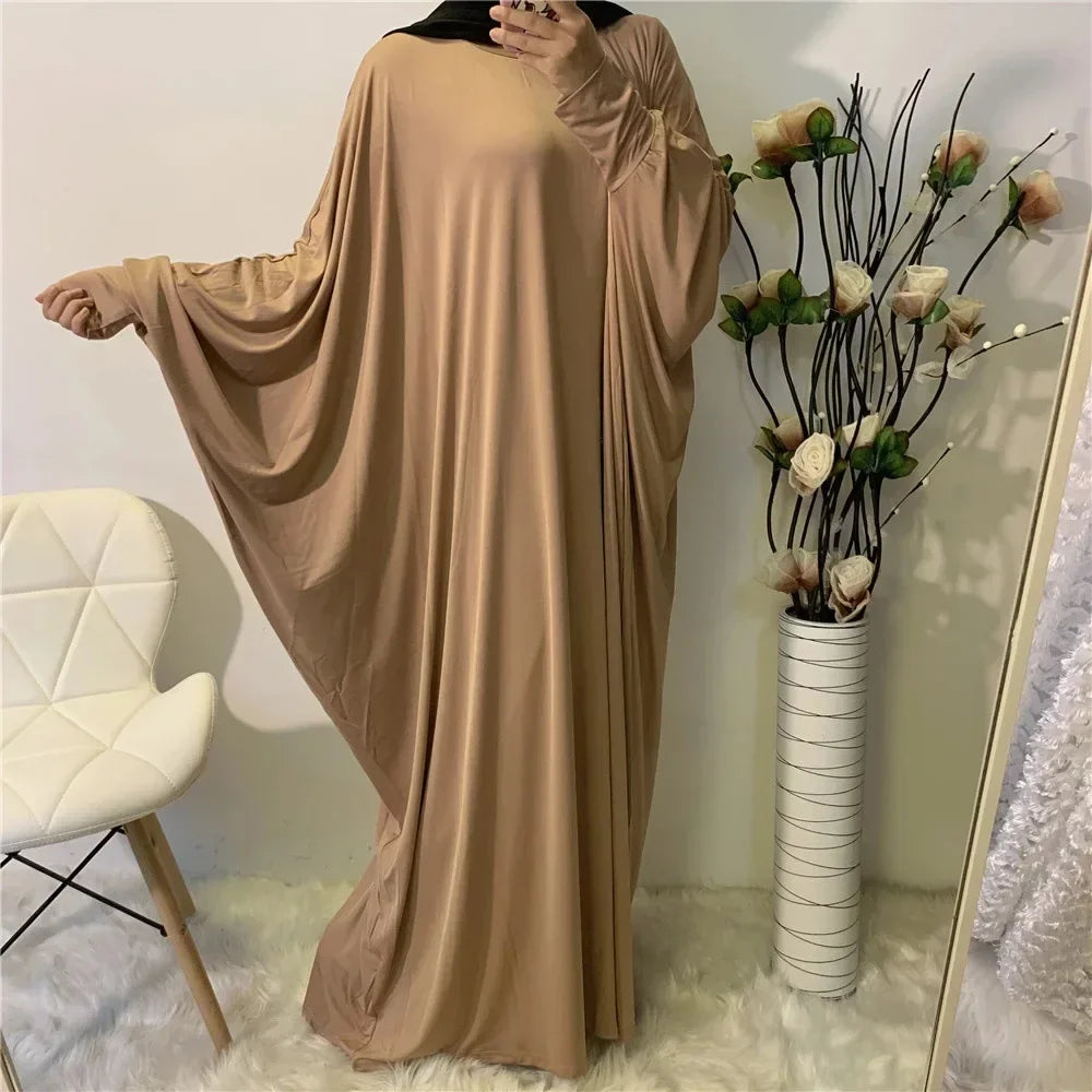 Ramadan Muslim Women Abaya Khimar Prayer Garment Batwing Sleeve Dresses Turkey Arabic Islamic Clothing Modest Robe Burqa Caftan