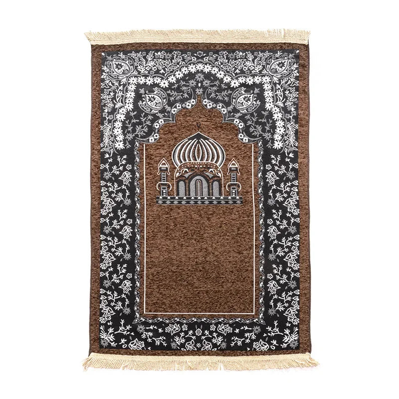 Women Men Muslim Prayer Rug Worship Kneel Printed Floor Mat Protable Travel Prayer Rugs Ramadan Gift Soft Islamic Prayer Rug