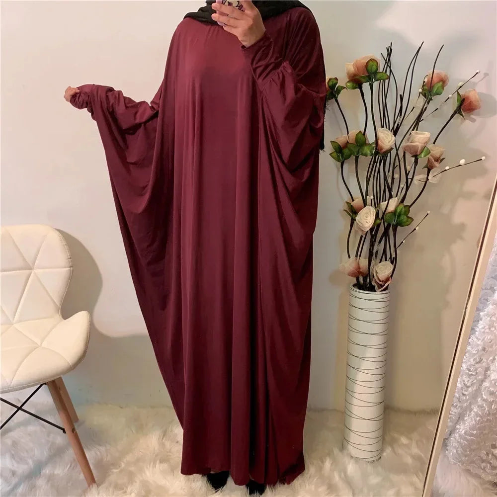 Ramadan Muslim Women Abaya Khimar Prayer Garment Batwing Sleeve Dresses Turkey Arabic Islamic Clothing Modest Robe Burqa Caftan