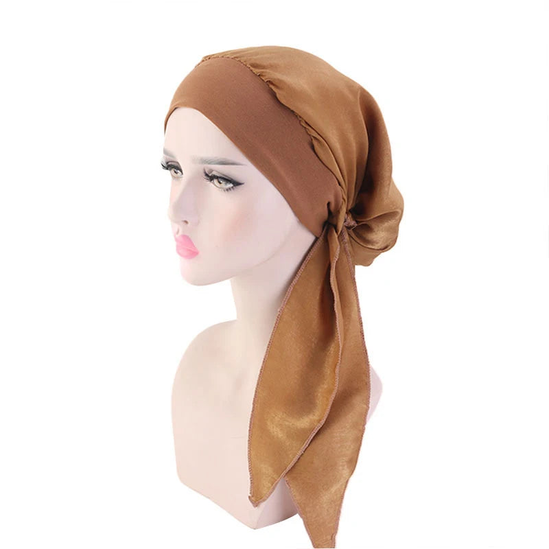 Women Cancer Head Scarf Chemo Hair Loss Hat Turban Pre-Tied Headwear Bandana New