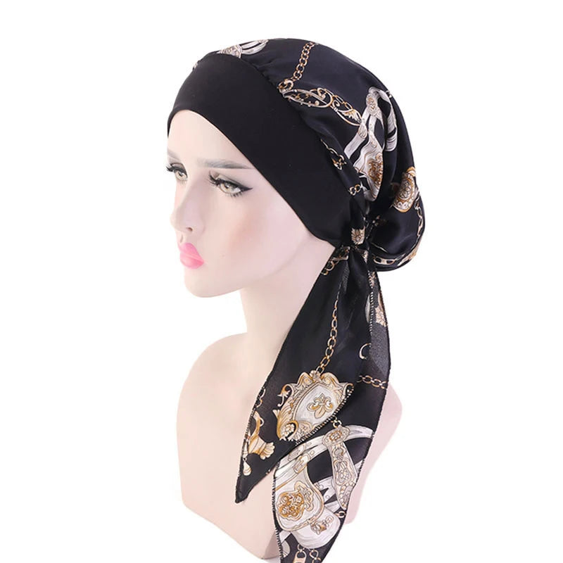 Women Cancer Head Scarf Chemo Hair Loss Hat Turban Pre-Tied Headwear Bandana New