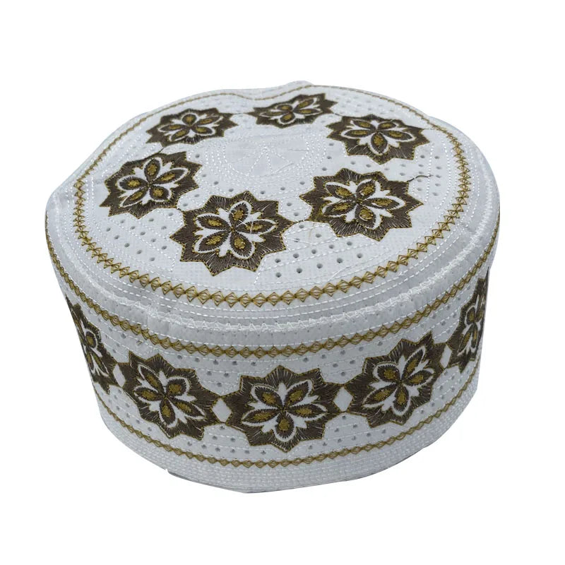 2023 New Muslim Prayer Hats Breathable Headware Kufi Hat Men Islam Skull Cap Ramadan Eid Gift Embroidery Man Hat