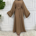 Classic Robe Abayas for Muslim Women Modest Ramadan Prayer Simple High Quality Black Khaki Dresses with belt Turkey Clothing