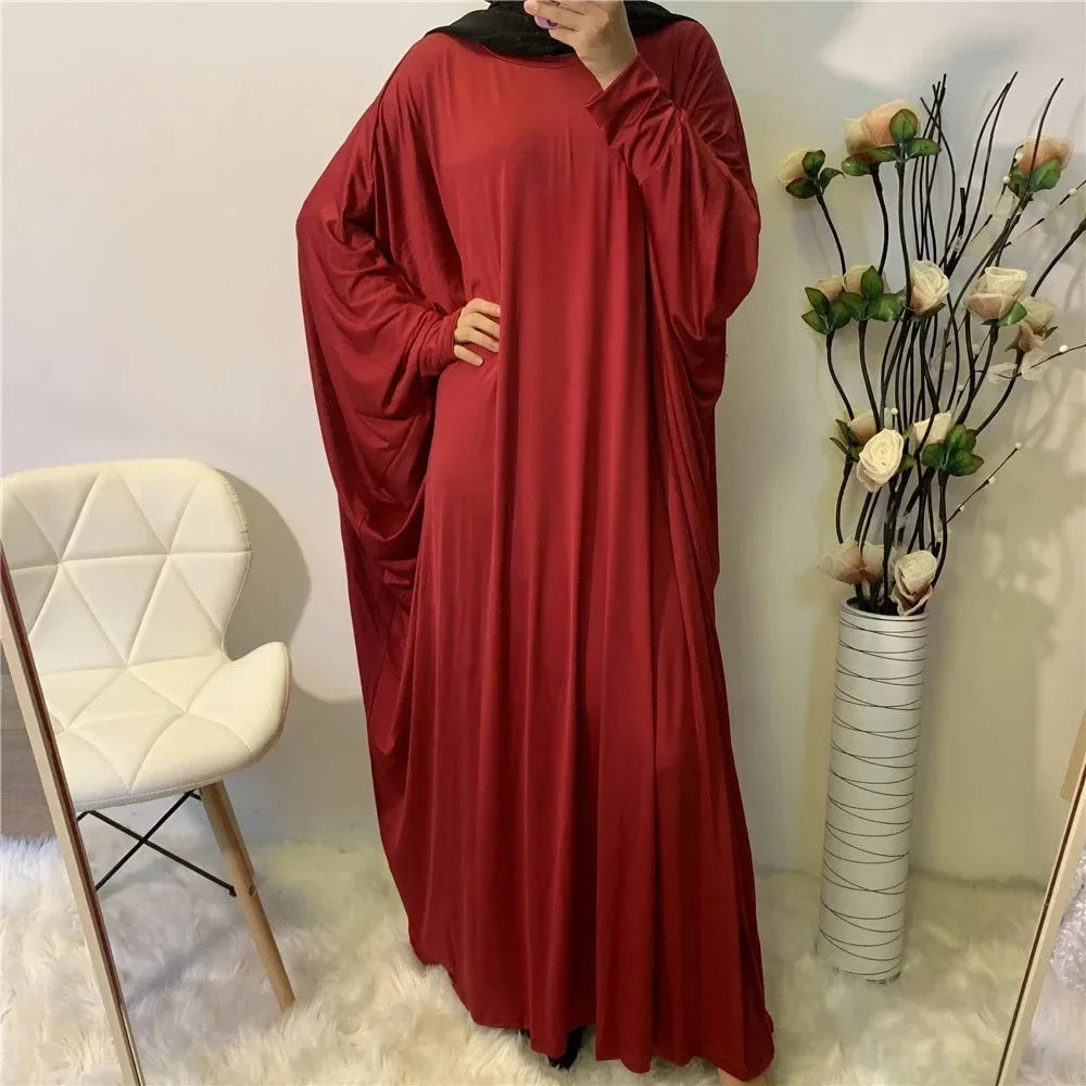 Ramadan Muslim Women Abaya Khimar Prayer Garment Batwing Sleeve Dresses Turkey Arabic Islamic Clothing Modest Robe Burqa Caftan