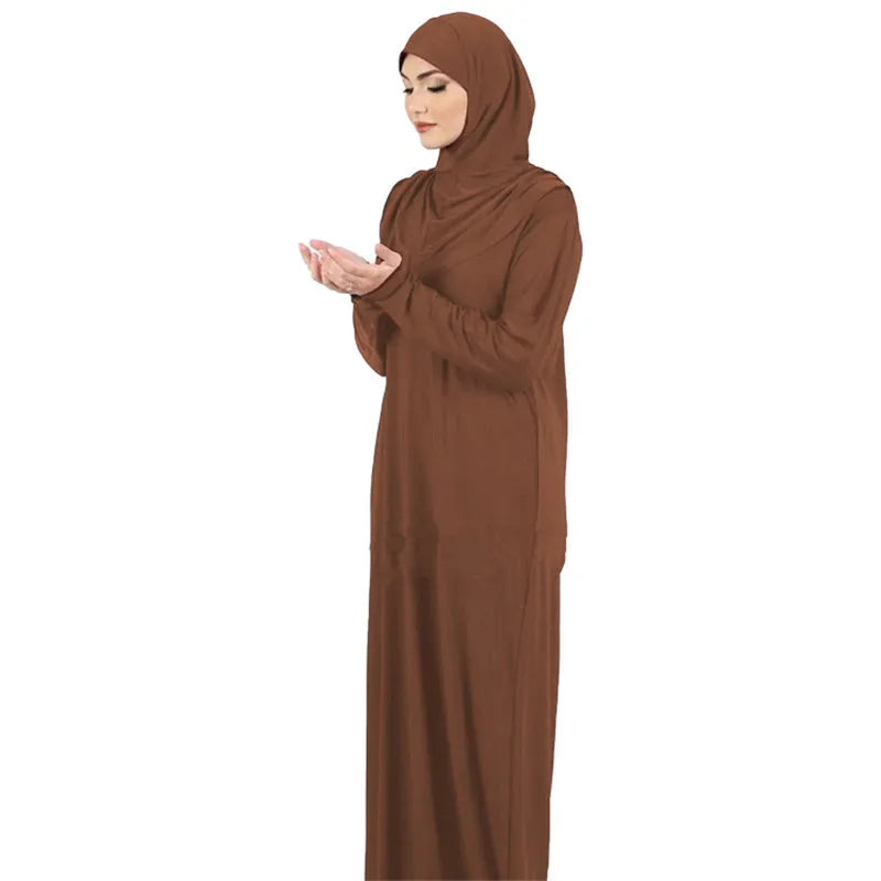 Women's Prayer Garment Ramadan Muslim Abaya Kaftan Women Jilbab with Hijab Abayat Islam Modest Dress Robe Islamic Arab Clothes