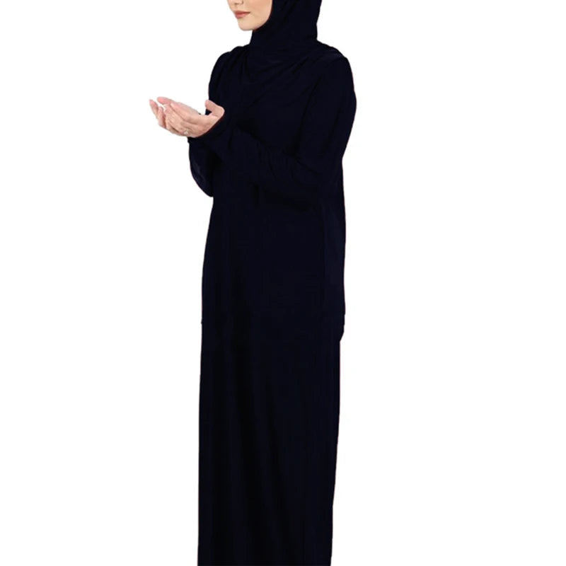 Women's Prayer Garment Ramadan Muslim Abaya Kaftan Women Jilbab with Hijab Abayat Islam Modest Dress Robe Islamic Arab Clothes