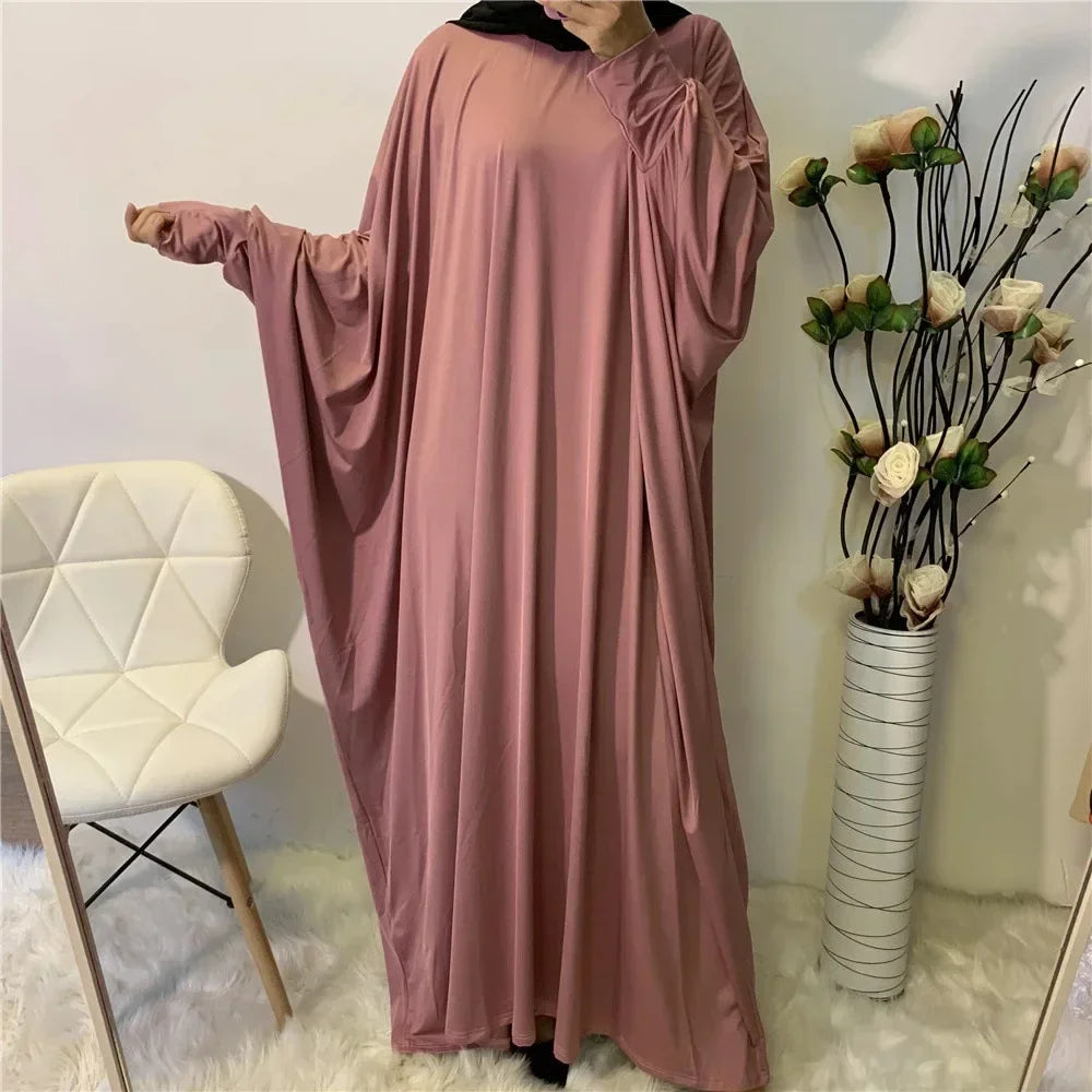 Ramadan Muslim Women Abaya Khimar Prayer Garment Batwing Sleeve Dresses Turkey Arabic Islamic Clothing Modest Robe Burqa Caftan