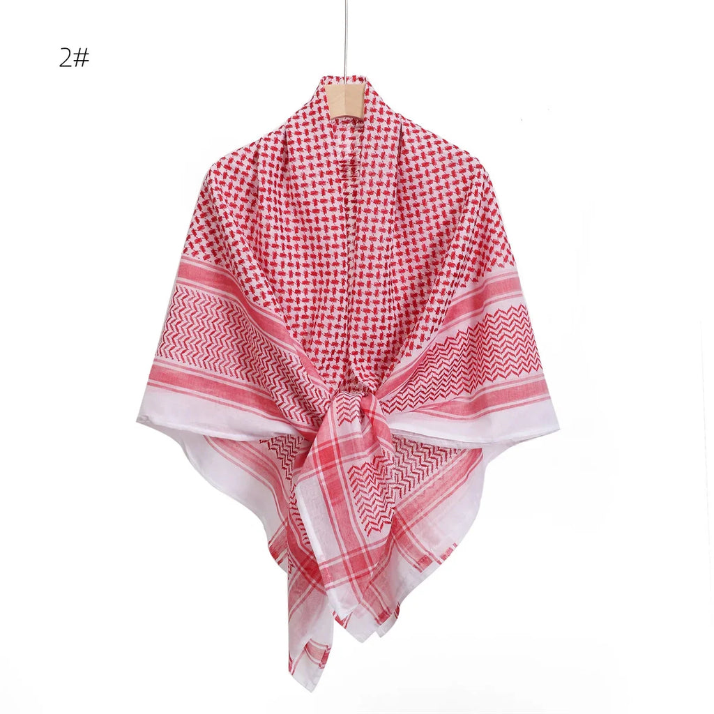 Arab Shemagh Muslim Keffiyeh Head Wrap Tactical Desert Head Neck Scarf Military Shawl Arabic Scarf Headwear with Agal Rope