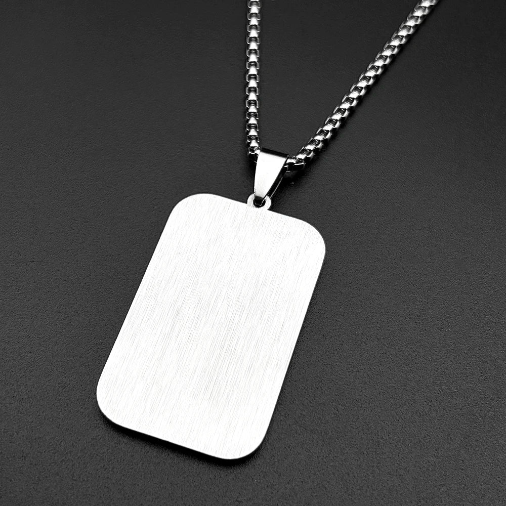 Islamic Muslim Pendant Necklace for Women Men Stainless Steel Gold Color Arabic Letter Quran Geometric Medal Chain Jewelry Gift