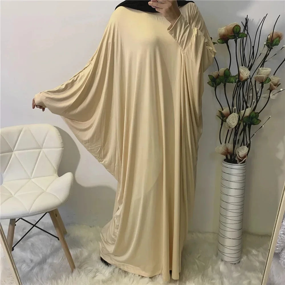 Ramadan Muslim Women Abaya Khimar Prayer Garment Batwing Sleeve Dresses Turkey Arabic Islamic Clothing Modest Robe Burqa Caftan
