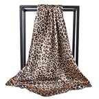 90*90cm Hair Scarf Women Fashion Designer Beautiful Flowers Foulard Soft Satin Shawl Kerchief Square Silk Scarfs Neck Headscarf