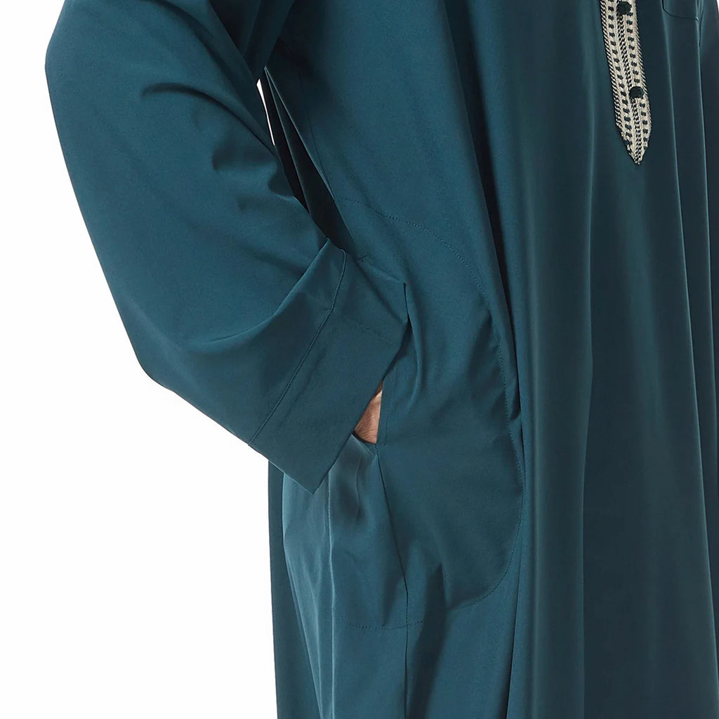 Thobes for Man Muslim Dress Islam Clothing Saudi Arabic Robe Jubba Thobe Eid Djellaba Long Sleeve Embroidery Daffah Dishdasha