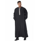 Thobes for Man Muslim Dress Islam Clothing Saudi Arabic Robe Jubba Thobe Eid Djellaba Long Sleeve Embroidery Daffah Dishdasha