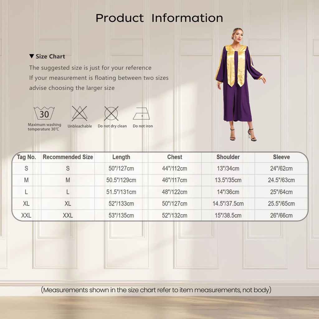 Women Men Church Choir Robe Long Sleeve Zipper Gown Liturgical Worship Prayer Praise Dress Halloween Theme Party Cosplay Costume