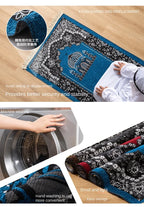 Women Men Muslim Prayer Rug Worship Kneel Printed Floor Mat Protable Travel Prayer Rugs Ramadan Gift Soft Islamic Prayer Rug
