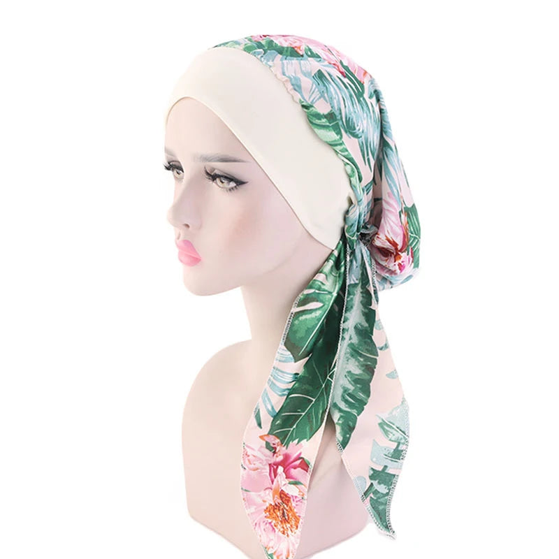 Women Cancer Head Scarf Chemo Hair Loss Hat Turban Pre-Tied Headwear Bandana New