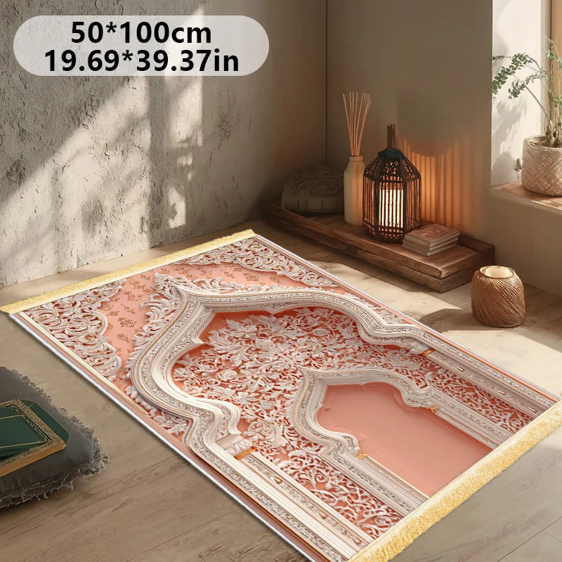 VIKAMA Muslim Prayer Rug Islamic Prayer Mat Indoor and Outdoor Foldable Prayer Mat Living Room Bedroom Carpet Home Decoration