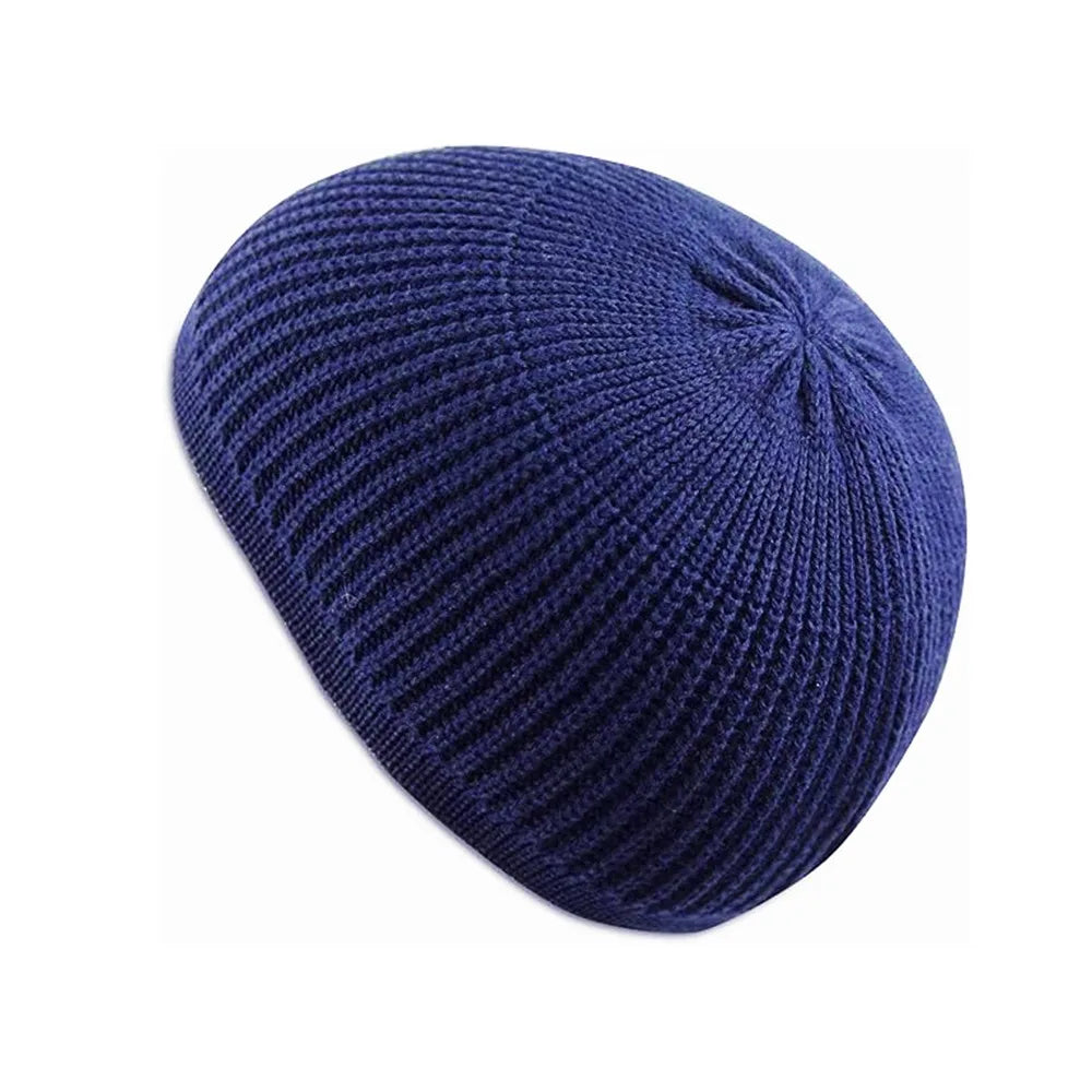 New Solid Color Kufi Cap Casual Breathable Skull Hat Crochet Knit Knitted Hat Men